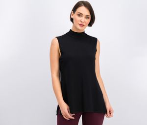 Womens Sleeveless Mock-Turtleneck Top  Deep Black