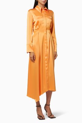 Mamo Asymmetric Shirt Dress in Satin Mamo Asymmetric Shirt Dress in Satin