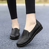 Women's Loafers  Slip-Ons Flat Heel Round Toe Daily Work PU Solid Colored Yellow Red Black miniinthebox - thumbnail