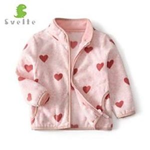 svelte girls polar fleece full-zip jackets for fall winter with prined pattern coats spring clothes y0810 Lightinthebox
