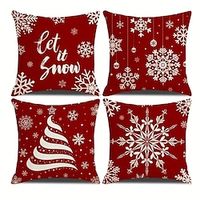 Red Christmas Snowflake Double Side Pillow Cover 1PC Xmas Soft Decorative Square Cushion Case Pillowcase for BedroomLivingroom Sofa Couch Chair Lightinthebox - thumbnail