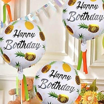 6pcs Circular Pineapple Aluminum Film Balloon Pineapple Balloon Children's Birthday Decoration Party Decoration Balloon miniinthebox