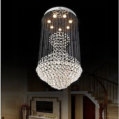 Round Chandelier Crystal Ceiling Light 100cm Lighting Globular Luxury Design Chandeliers  For Indoor Deco Pendant Lights Dining Room Living Room Hotel Study Bar 7 Heads 110-120V 220-240V Lightinthebox