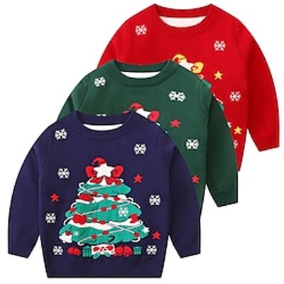 Christmas Christmas Trees Ugly Christmas Sweater  Sweatshirt Sweatshirt Pullover Anime Funny Top For Boys Girls' Kid's 3D Print 100% Polyester Party Casual Daily Lightinthebox