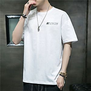 Men's T shirt Graphic Letter Short Sleeve Casual Tops 100% Cotton Casual White Blue Blushing Pink miniinthebox