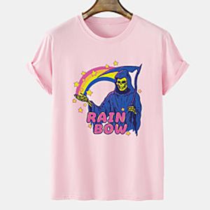 Men's Unisex Tee T shirt Hot Stamping Rainbow Graphic Prints Skull Plus Size Short Sleeve Casual Tops 100% Cotton Basic Fashion Designer Comfortable Blue Blushing Pink Orange Lightinthebox