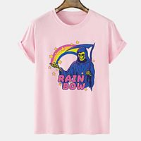 Men's Unisex Tee T shirt Hot Stamping Rainbow Graphic Prints Skull Plus Size Short Sleeve Casual Tops 100% Cotton Basic Fashion Designer Comfortable Blue Blushing Pink Orange Lightinthebox - thumbnail