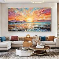 Handmade Oil Painting Canvas Wall Art Decor Original sunsets full for Home Decor With Stretched FrameWithout Inner Frame Painting miniinthebox