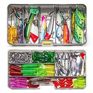136 pcs Lure kit Fishing Lures Crank Frog Worm lifelike 3D Eyes Bass Trout Pike Freshwater and Saltwater miniinthebox