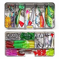 136 pcs Lure kit Fishing Lures Crank Frog Worm lifelike 3D Eyes Bass Trout Pike Freshwater and Saltwater miniinthebox - thumbnail
