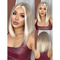 Synthetic Wig Uniforms Career Costumes Princess Straight Yaki Straight Middle Part Layered Haircut Machine Made Wig 14 inch Light golden Synthetic Hair Women's Cosplay Party Fashion Blonde Lightinthebox