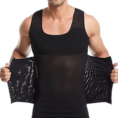 Men's Compression Shirts Body Shaper Shapewear Crew Neck Sleeveless Sports  Outdoor Vacation Going out Casual Daily Gym Slim and Lift Soft Plain Black White Activewear Fashion Sport Lightinthebox