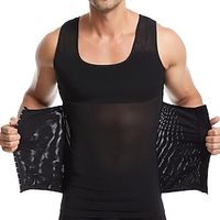 Men's Compression Shirts Body Shaper Shapewear Crew Neck Sleeveless Sports  Outdoor Vacation Going out Casual Daily Gym Slim and Lift Soft Plain Black White Activewear Fashion Sport Lightinthebox - thumbnail