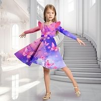 Girls' 3D Butterfly Ruffle Dress Long Sleeve 3D Print Fall Winter Sports  Outdoor Daily Holiday Cute Casual Beautiful Kids 3-12 Years Casual Dress A Line Dress Above Knee Polyester Regular Fit Lightinthebox - thumbnail