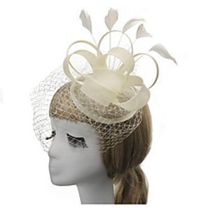 Women's Ladies Tiaras Fascinators For Wedding Party / Evening Prom Princess Feather Fabric Black Beige miniinthebox