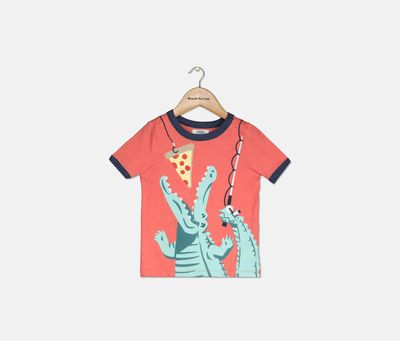 Little Boys Graphic Tee Orange/Navy Little Boys Graphic Tee Orange/Navy