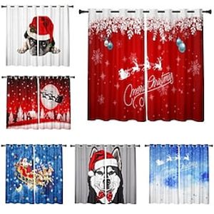 3D Christmas Animal Dog Christmas New Year Gift  Curtains  Blackout Curtains Printed Thermal Insulated Curtains for Bedroom Living Room Modern Grommet Window Drapes Curtain Drapes Lightinthebox