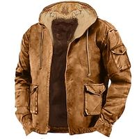 Men's Hoodie Full Zip Hoodie Hoodie Jacket Fleece Jacket Blue Brown Khaki Hooded Plain Pocket Sports  Outdoor Daily Holiday Vintage Streetwear Cool Fall  Winter Clothing Apparel Hoodies Sweatshirts  Lightinthebox - thumbnail