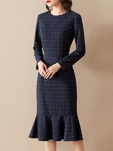 Elegant And Fashionable Plaid Slim-fit Mermaid Dress