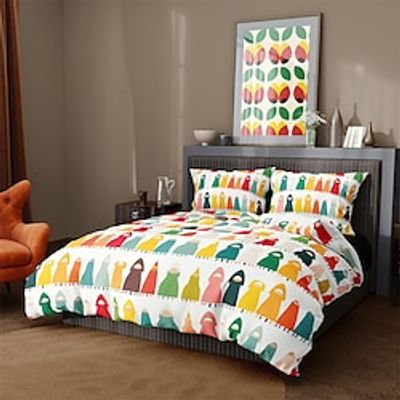 Christmas Abstract Santa Claus Duvet Cover Set, 5 Pieces Comforter Cover With Zipper Closure Soft Microfiber Festival Bedding Gifts Christmas Decoration For Home Lightinthebox