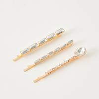 Embellished Metallic Hair Pin - Set of 3