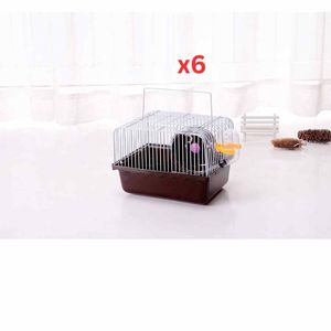 Pets Club Hamster Cage With Running Wheels Water Bottles & Food Feeders -27x21x17Cm - Brown (Pack of 6)