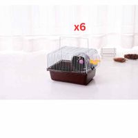 Pets Club Hamster Cage With Running Wheels Water Bottles & Food Feeders -27x21x17Cm - Brown (Pack of 6) - thumbnail