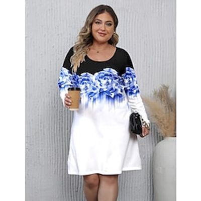 Women's Plus Size Curve Casual Dress A Line Dress Floral Dress Floral Mini Dress Long Sleeve Print Crew Neck Fashion Outdoor Blue Purple Fall Winter S M L XL XXL Lightinthebox Women's Plus Size Curve Casual Dress A Line Dress Floral Dress Floral Mini Dress Long Sleeve Print Crew Neck Fashion Outdoor Blue Purple Fall Winter S M L XL XXL Lightinthebox