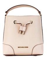 Michael Kors Mercer Small Powder Blush Pebble Leather Bucket Crossbody Bag Purse (28592)
