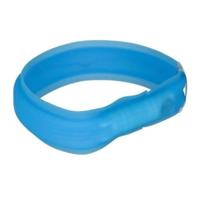 Trixie USB Flash Light Wide Silicone Dog Collar - Blue L-XL