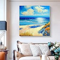 Handmade Oil Painting Canvas Wall Art Decor Original The Blue Ocean Abstract Scenery Painting for Home Decor With Stretched FrameWithout Inner Frame Painting miniinthebox - thumbnail