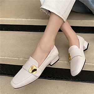 Women's Loafers Mary Jane Flat Heel Square Toe Casual Daily Walking Shoes PU Leather Solid Colored Black Beige miniinthebox