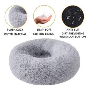 Nutrapet Grizzly Velor Plush Round Pet Bed Grey Large - 71 x 20 cm