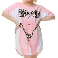 Women's Bikini Shirt Cover Up Dress Funny Cute Bikini Print for Swimwear Short Sleeve 3D Graphic Baggy Swimwear Cover-Up Lightinthebox - thumbnail