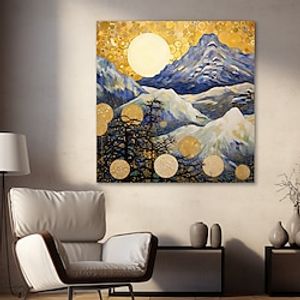 Landscape Wall Art Canvas Blue and Glod Prints and Posters Abstract Landscape Pictures Decorative Fabric Painting For Living Room Pictures No Frame miniinthebox