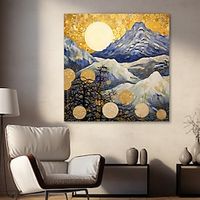 Landscape Wall Art Canvas Blue and Glod Prints and Posters Abstract Landscape Pictures Decorative Fabric Painting For Living Room Pictures No Frame miniinthebox - thumbnail