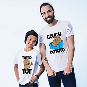 Family Look Tee Graphic Letter Print White Short Sleeve Active Matching Outfits / Kids miniinthebox