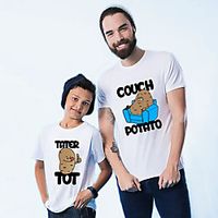 Family Look Tee Graphic Letter Print White Short Sleeve Active Matching Outfits / Kids miniinthebox - thumbnail