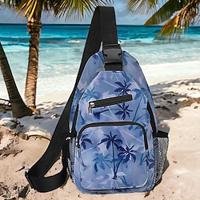 Men's Crossbody Bag Shoulder Bag Chest Bag Polyester Outdoor Daily Holiday Zipper Print Large Capacity Lightweight Multi Carry Hawaii Coconut Palm Blue Green Lightinthebox