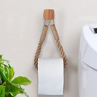 1pc Hemp Rope Tissue Holder Hole Free Wall Hanging Cotton String Hemp Rope Tissue Holder Solid Wood Roll Paper Holder Lightinthebox