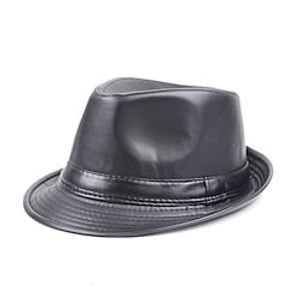 Men's Fedora Hat Panama Hat Black Brown PU Streetwear Stylish 1920s Fashion Outdoor Daily Going out Plain Sun miniinthebox