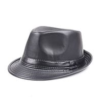 Men's Fedora Hat Panama Hat Black Brown PU Streetwear Stylish 1920s Fashion Outdoor Daily Going out Plain Sun miniinthebox - thumbnail