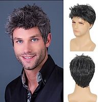 Synthetic Wig Curly Short Bob Wig Short Blonde Black / White Synthetic Hair Men's Cosplay Party Fashion Black Blonde miniinthebox - thumbnail