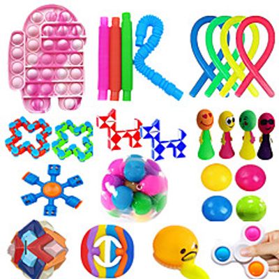 27 Pack Sensory Fidget Toy Set Box , Stress Relief  Anxiety Tools Bundle Figetget Toys Set for Adults, Autistic ADHD Toys,Pop Its Desk Supplies,Class Rewards Fidgets Box miniinthebox