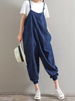 Casual Straps Pocket Loose Romper Trousers Jumpsuit