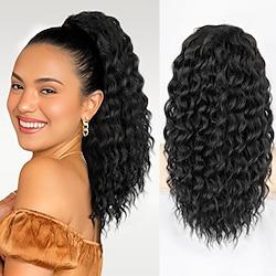 Curly Ponytail Extension Drawstring Ponytail for Black Women Natural Black Curly Clip in Hair Extensions 18 Inch Ponytail Extension Synthetic Hairpiece for Daily Party Lightinthebox