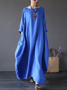 Round Neck Plain Maxi Dress
