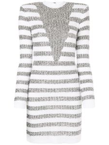 Balmain glitter detail striped dress - Metallic