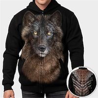 Men's Plus Size Zip Up Hoodies Big and Tall Graphic Hooded Long Sleeve Spring   Fall Basic Fashion Streetwear Sports Daily Wear Tops Lightinthebox - thumbnail