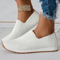 Women's Sneakers Plus Size Flyknit Shoes Platform Sneakers Outdoor Daily Travel Flat Heel Round Toe Fashion Sporty Casual Walking Tissage Volant Loafer Black White Lightinthebox - thumbnail